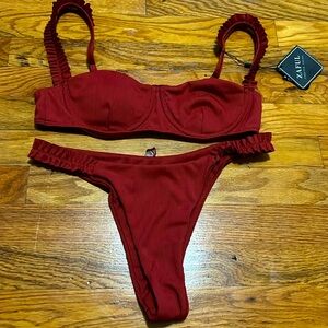 Brand new with tag womens size small rust burgundy bikini set